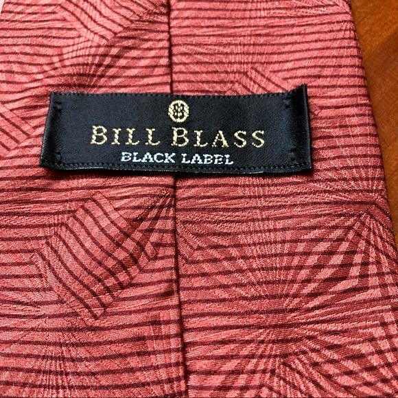 BILL BLASS Silk Necktie Black label Burnt Orange Mens 4 inches Wide - Picture 6 of 7